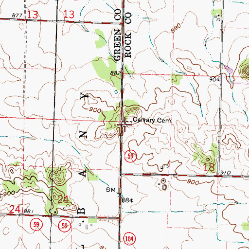 Topographic Map of Calvary Cemetery, WI
