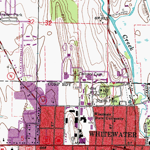 Topographic Map of Calvary Cemetery, WI