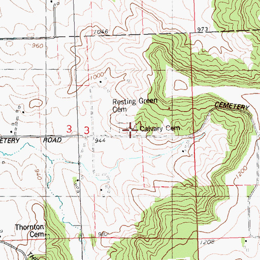 Topographic Map of Calvary Cemetery, WI