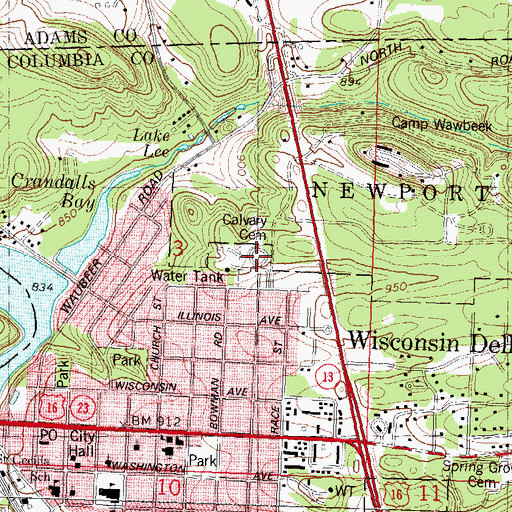 Topographic Map of Calvary Cemetery, WI