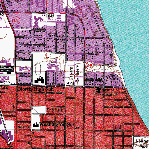 Topographic Map of Calvary Cemetery, WI