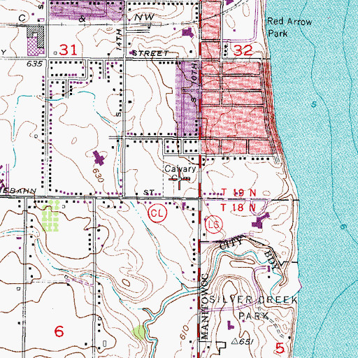 Topographic Map of Calvary Cemetery, WI