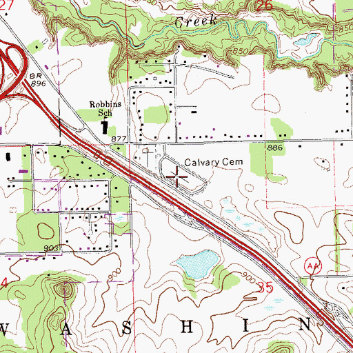 Topographic Map of Calvary Catholic Cemetery, WI