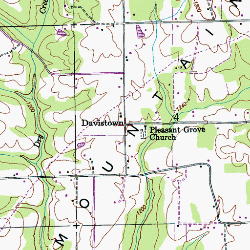 Topographic Map of Davistown, AL