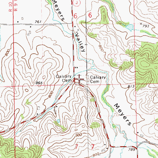 Topographic Map of Calvary Cemetery, WI