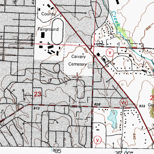 Topographic Map of Calvary Cemetery, WI