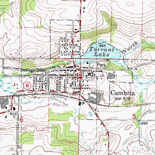 Topographic Map of Cambria, WI