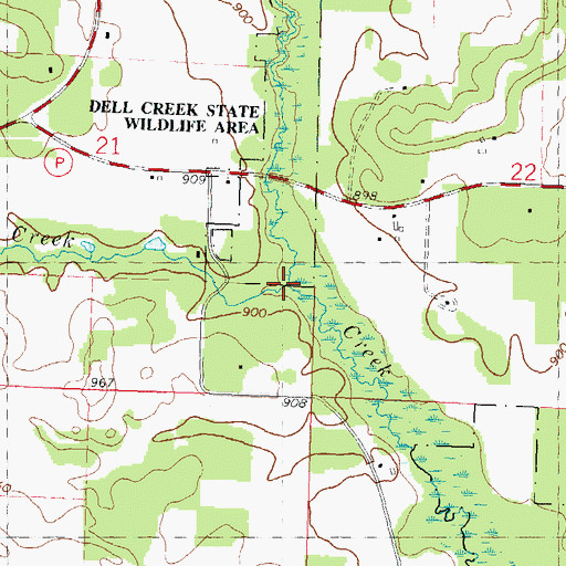 Topographic Map of Camels Creek, WI