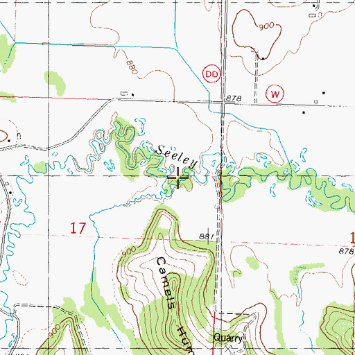 Topographic Map of Camels Hump, WI