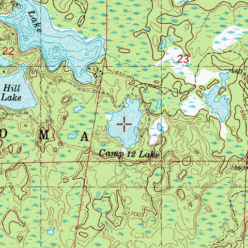 Topographic Map of Camp Twelve Lake, WI