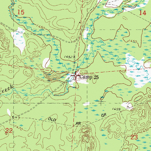 Topographic Map of Camp Twenty-five, WI