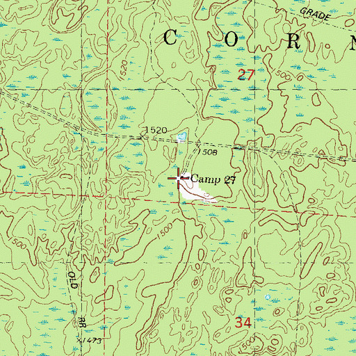 Topographic Map of Camp Twenty-seven, WI