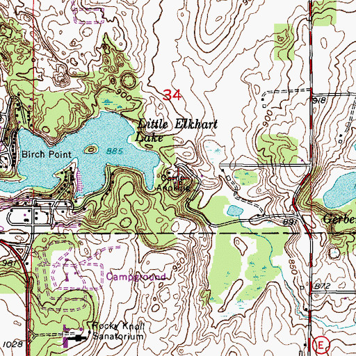 Topographic Map of Camp Anokijig, WI