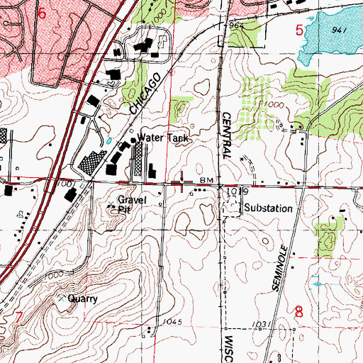 Topographic Map of Camp Badger School, WI