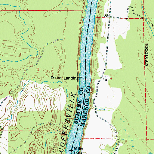 Topographic Map of Deans Landing, AL