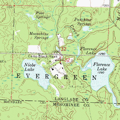 Topographic Map of Camp Black Hawk, WI