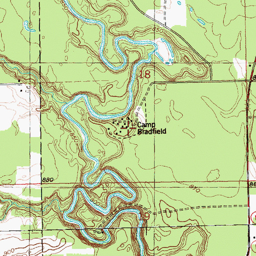 Topographic Map of Camp Bradfield, WI