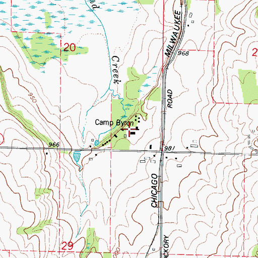 Topographic Map of Camp Byron, WI