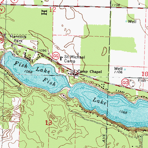 Topographic Map of Camp Chapel, WI
