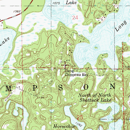 Topographic Map of Camp Chippewa Bay, WI