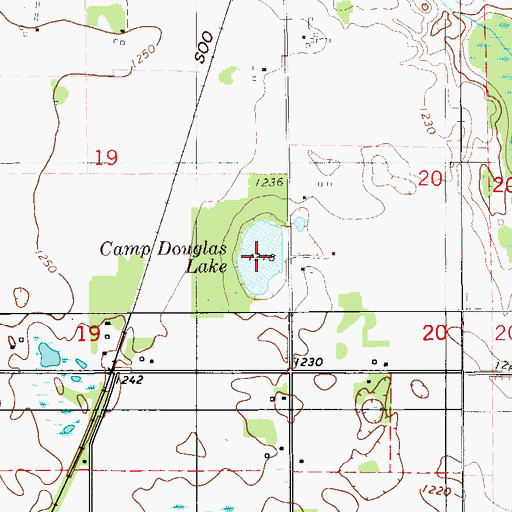 Topographic Map of Camp Douglas Lake, WI