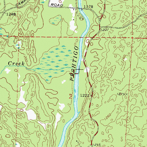 Topographic Map of Camp Five Creek, WI