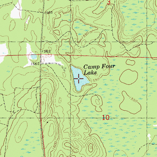 Topographic Map of Camp Four Lake, WI
