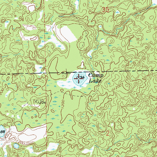 Topographic Map of Camp Lake, WI