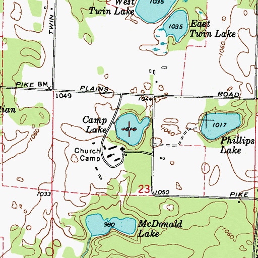 Topographic Map of Camp Lake, WI
