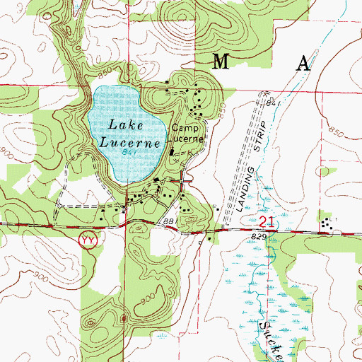 Topographic Map of Camp Lucerne, WI