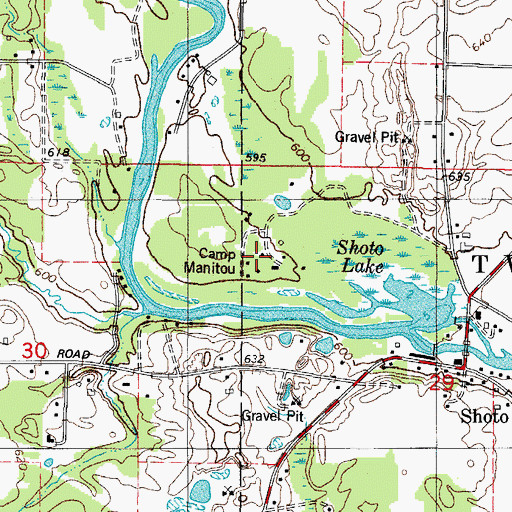 Topographic Map of Camp Manitou, WI