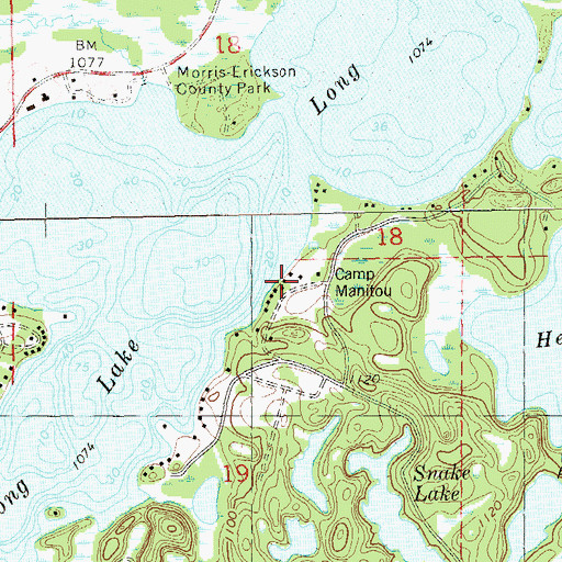 Topographic Map of Camp Manitou, WI