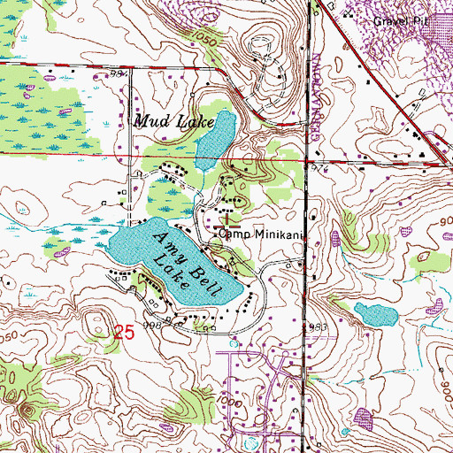Topographic Map of Camp Minikani, WI