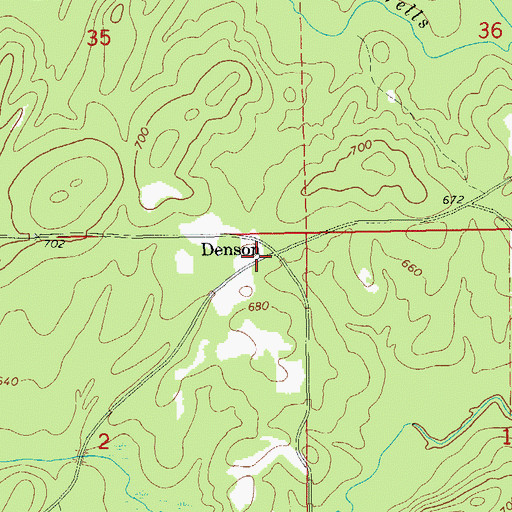 Topographic Map of Denson, AL