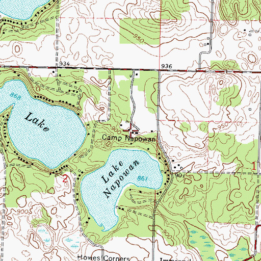 Topographic Map of Camp Napowan, WI