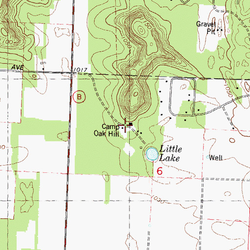 Topographic Map of Camp Oak Hill, WI