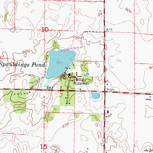 Topographic Map of Camp Rotamer, WI