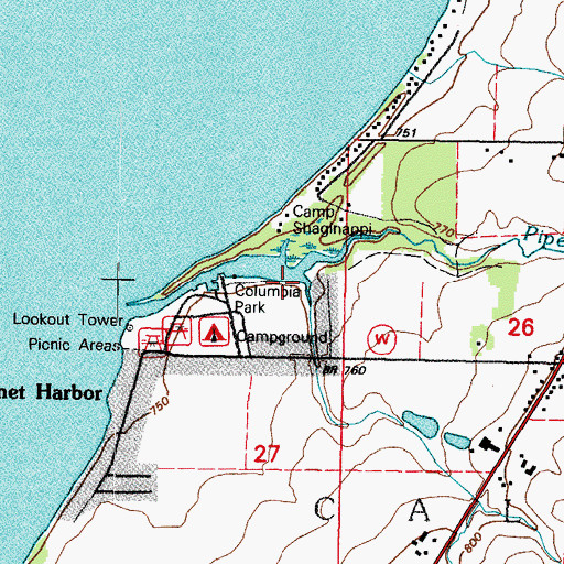Topographic Map of Camp Shaginappi, WI