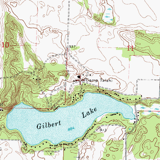 Topographic Map of Camp Talaki, WI