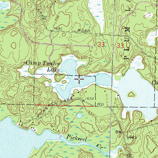 Topographic Map of Camp Twelve Lake, WI