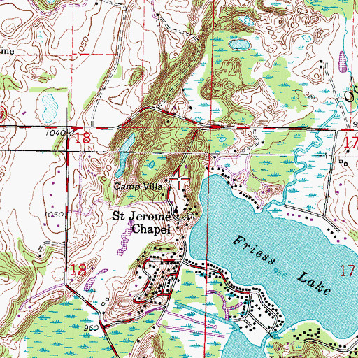 Topographic Map of Camp Villa, WI
