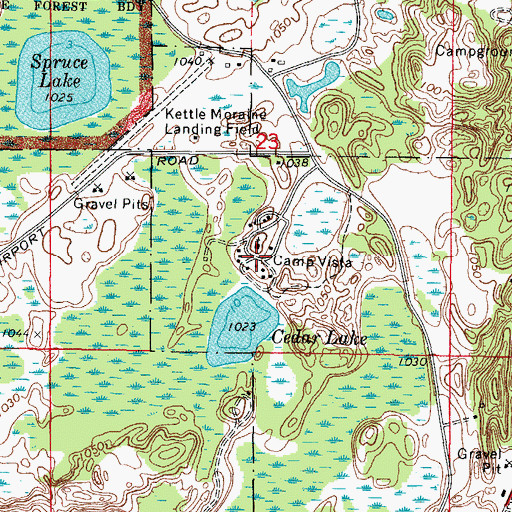 Topographic Map of Camp Vista, WI