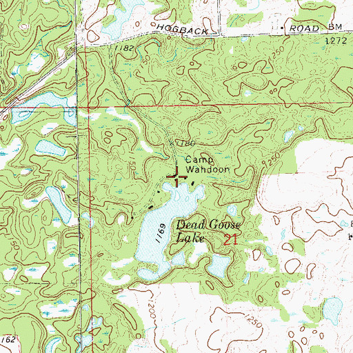 Topographic Map of Camp Wahdoon, WI