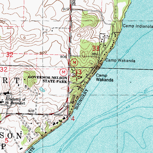 Topographic Map of Camp Wakanda, WI