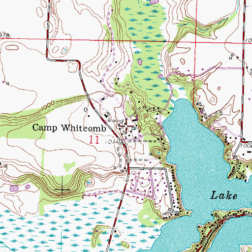 Topographic Map of Camp Whitcomb, WI