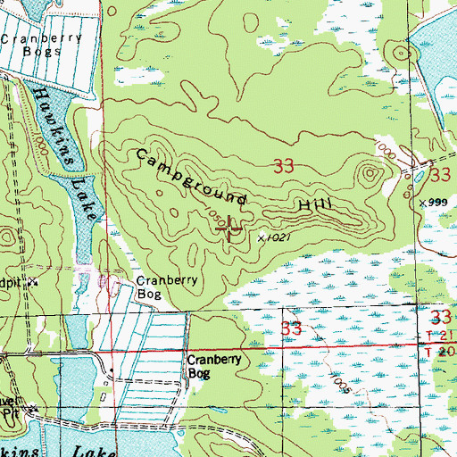 Topographic Map of Campground Hill, WI