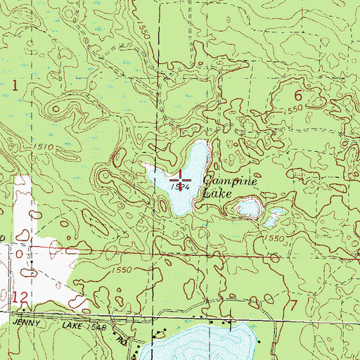 Topographic Map of Campine Lake, WI