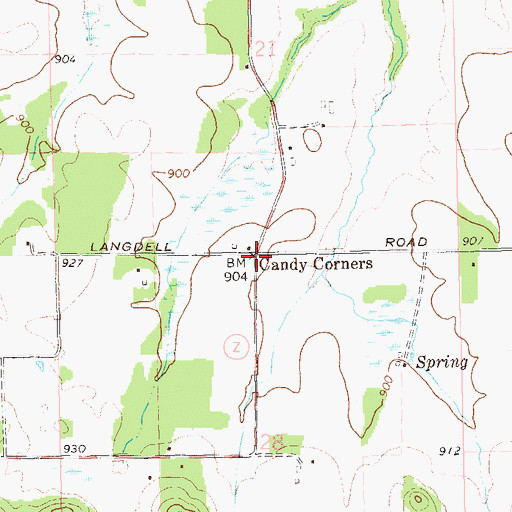 Topographic Map of Candy Corners, WI