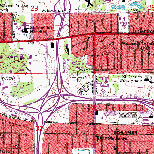 Topographic Map of Cannon Park, WI
