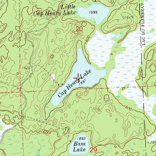 Topographic Map of Cap Henry Lake, WI